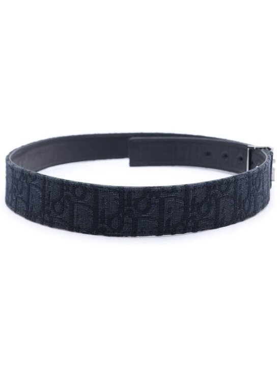 Dior Oblique Leather Belt Black 90 36 Gunmetal main image 4